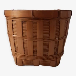 Cache-pot En Rotin Et Osier Années 60