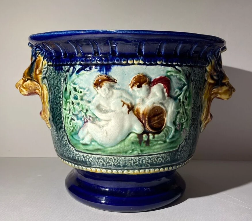 Cache Pot, Barbotine Ancienne Début XX Siècle 4 Cache Pot, Barbotine Ancienne Début XX Siècle – Image 2