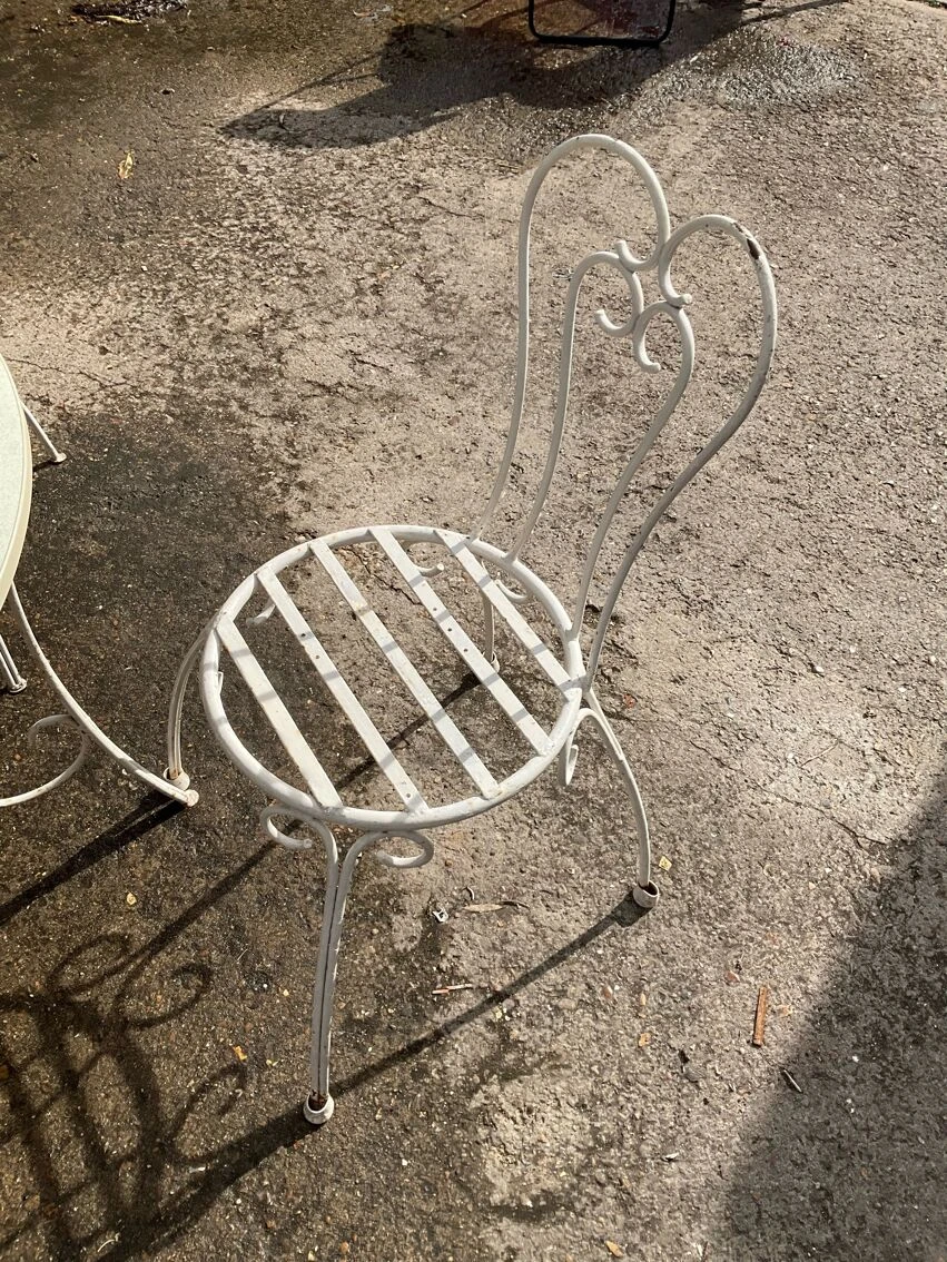 Salon De Jardin Fer Forgé Années 50 Allemagne Blanc Et Formica 5 Salon De Jardin Fer Forgé Années 50 Allemagne Blanc Et Formica – Image 3