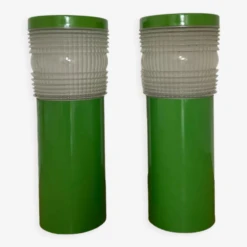 Lot De 2 Bornes D’éclairage De Jardin Métal Et Verre Holophane