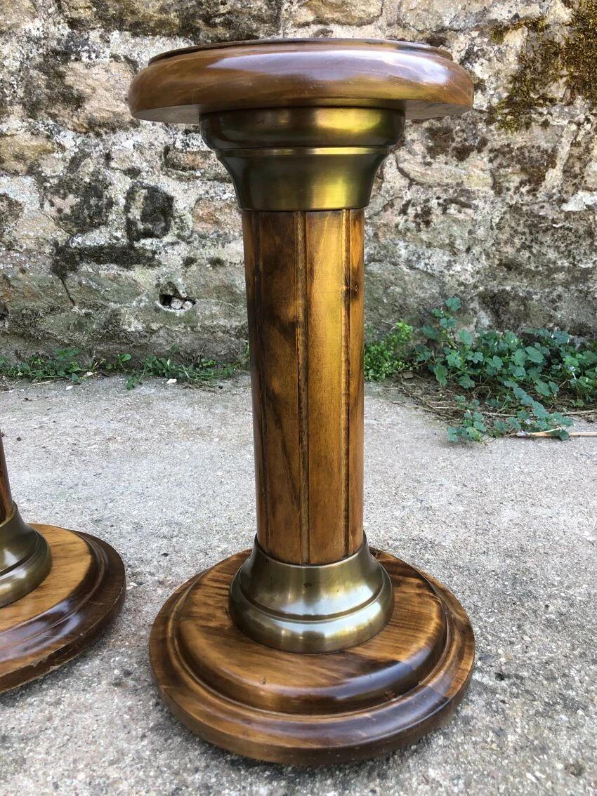Lot De 2 Porte-plantes Colonnes En Bois Massif 8 Lot De 2 Porte-plantes Colonnes En Bois Massif – Image 6