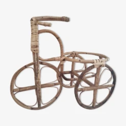 Porte-plante Vintage En Rotin Forme Tricycle
