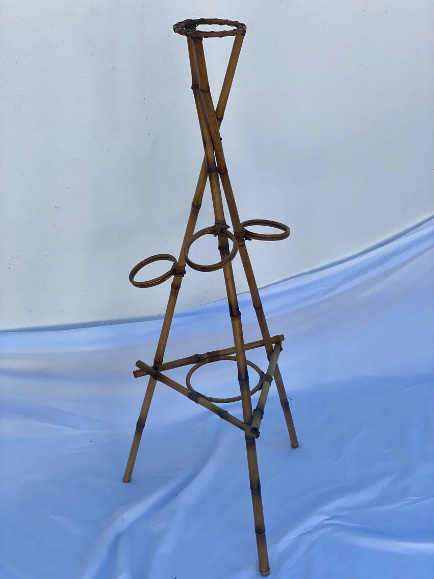 Porte-plante En Bambou Et Osier 4 Porte-plante En Bambou Et Osier – Image 2