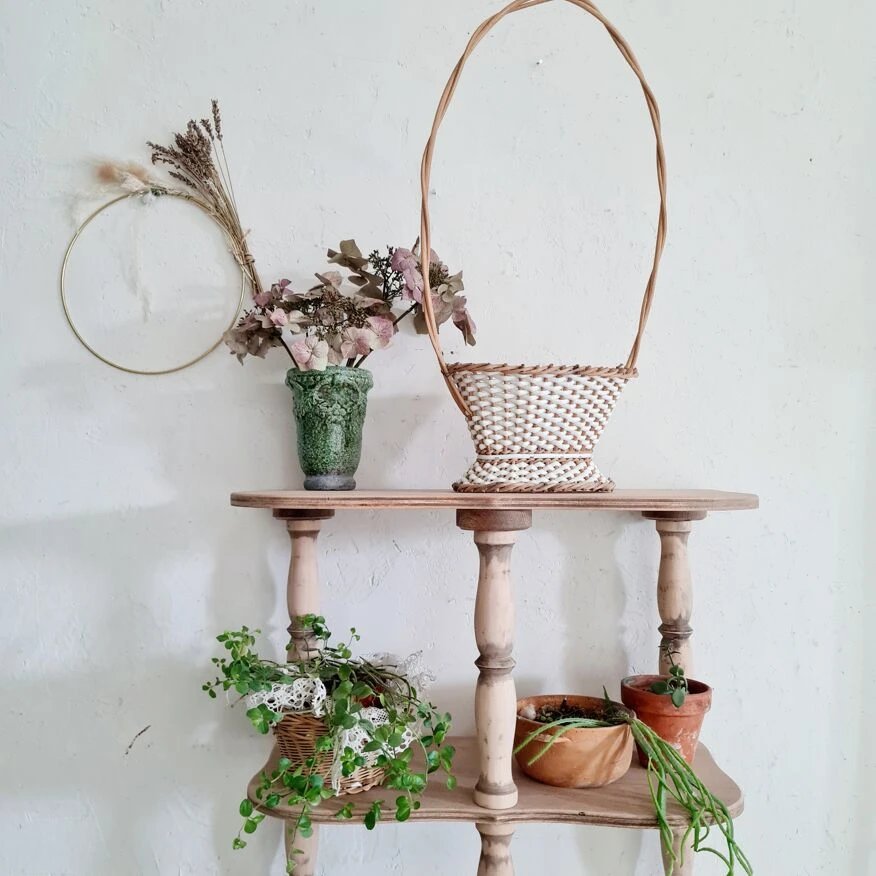 Porte Plantes Ou Support En Rotin Et Scoubidou 6 Porte Plantes Ou Support En Rotin Et Scoubidou – Image 4