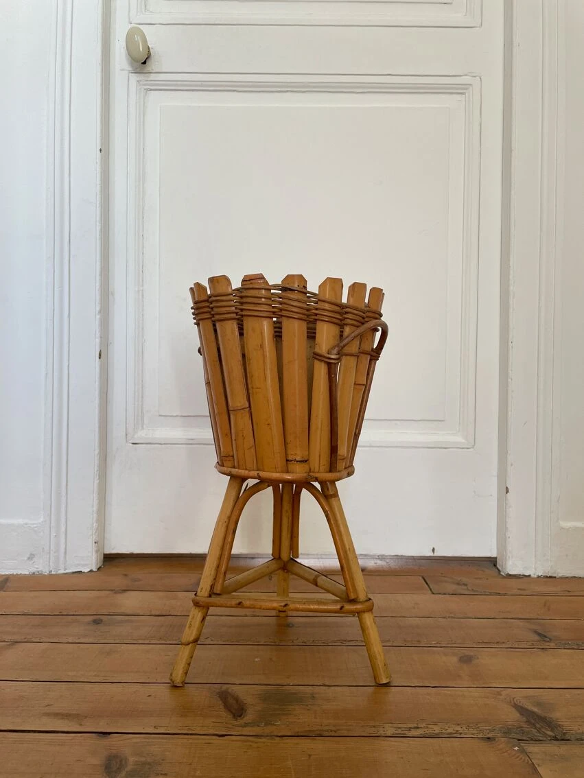 Jardinière Sur Pied Vintage En Bambou Et Rotin 5 Jardinière Sur Pied Vintage En Bambou Et Rotin – Image 3