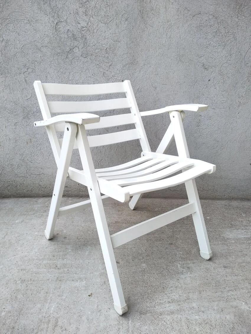 Fauteuils De Jardin Pliants En Bois Foppapedretti Vintage Italie 8 Fauteuils De Jardin Pliants En Bois Foppapedretti Vintage Italie – Image 6