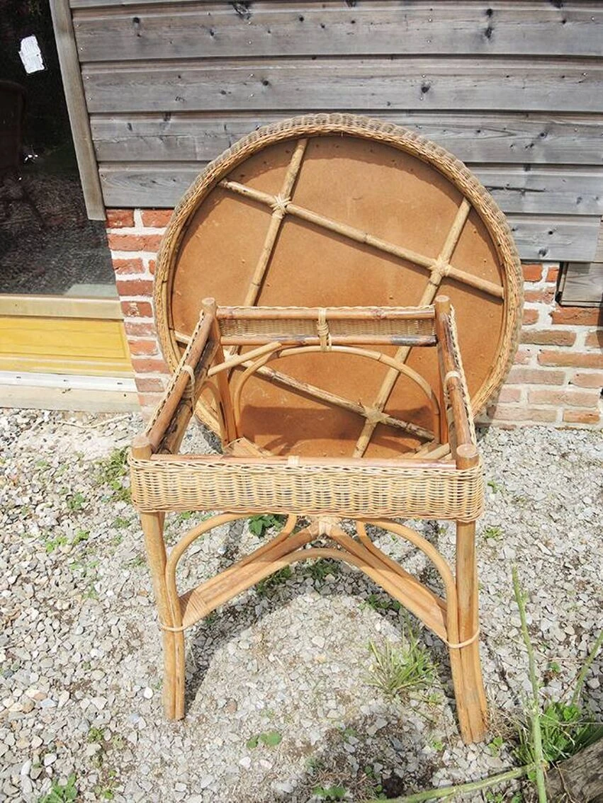 Ancien Salon En Rotin Clair : Table & 2 Fauteuils 13 Ancien Salon En Rotin Clair : Table & 2 Fauteuils – Image 11