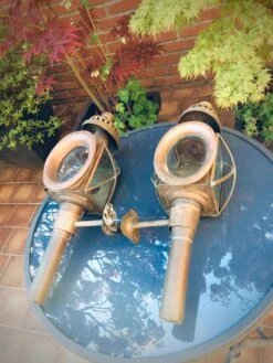 Paire D'anciennes Lanternes De Fiacre En Cuivre Vers 1900 -Jardin Fournitures Boutique 9d06c4be 1ff6 4ffc b11f a1f10d0b6749