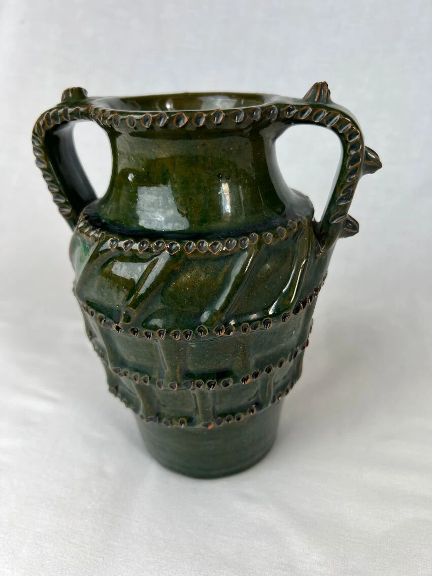 Jarre En Terre Cuite à Anses Vert Foncé 5 Jarre En Terre Cuite à Anses Vert Foncé – Image 3