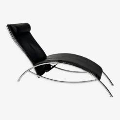 Chaise Longue En Cuir Années 1990