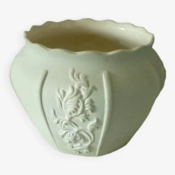 Cache Pot En Faience Biscuit Vernissé