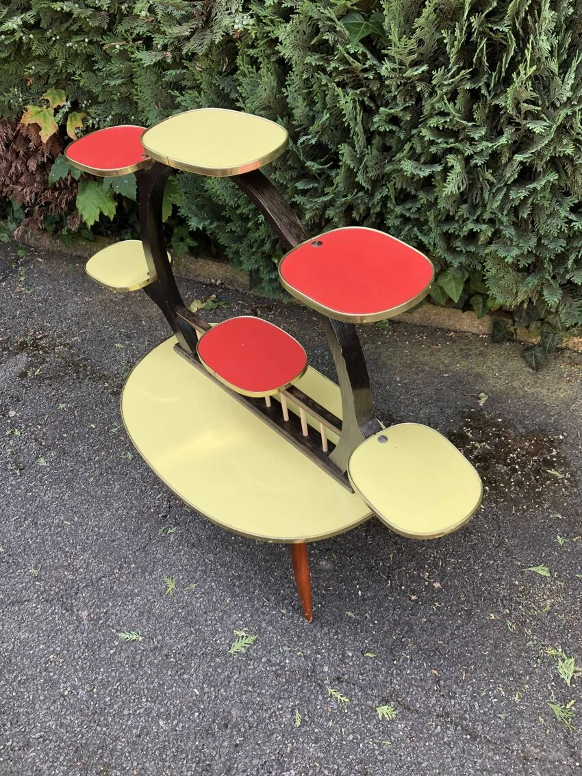 Porte Plante Présentoir Table D’appoint Formica Années 60 4 Porte Plante Présentoir Table D’appoint Formica Années 60 – Image 2