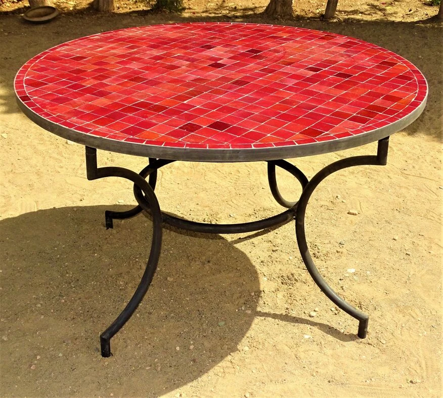 Table Zellige Bordeaux De 120 Cm De Diamètre 5 Table Zellige Bordeaux De 120 Cm De Diamètre – Image 3