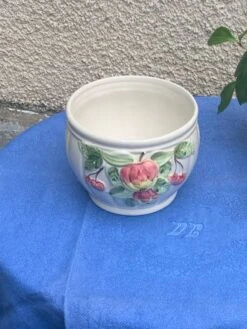 Cache Pot Céramique émaillée Blanc Barbotine Fruits Vintage -Jardin Fournitures Boutique a4d78dad cc9a 4c68 9781 f470541d76e3