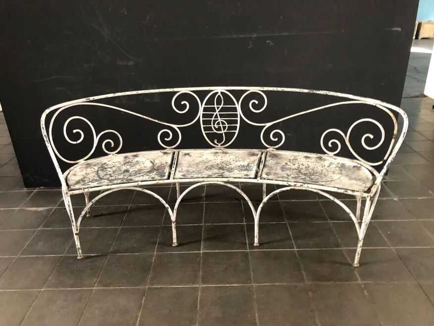 Banc Semi-circulaire En Fer Forgé, Années 1950 12 Banc Semi-circulaire En Fer Forgé, Années 1950 – Image 10