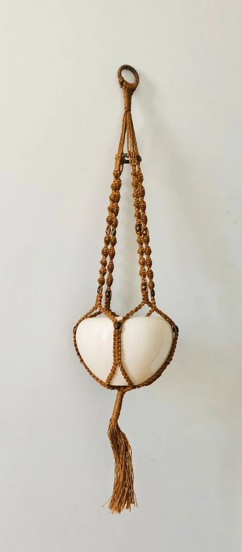 Suspension Porte-plante En Corde Tressée Et Perles 4 Suspension Porte-plante En Corde Tressée Et Perles – Image 2