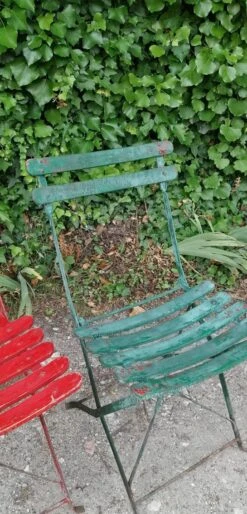Lot De 4 Chaises De Jardin Terrasse Bistro ,guingette Pliantes Début XX ème Fer Et Bois -Jardin Fournitures Boutique aeb2d997 e4d0 4a84 ab90 3965489c3a7d