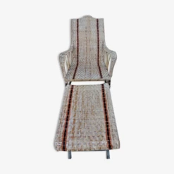 Chaise Longue En Rotin Avec Son Repose Pied 1930