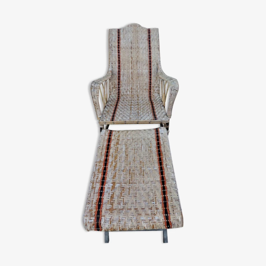 Chaise Longue En Rotin Avec Son Repose Pied 1930 3 Chaise Longue En Rotin Avec Son Repose Pied 1930