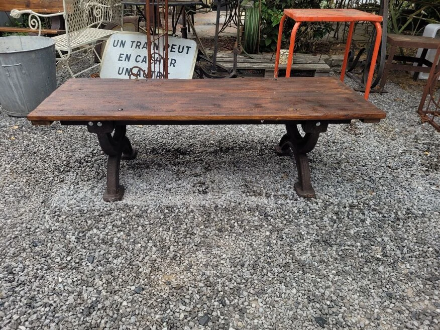 Banc Ou Table Basse De Jardin Piètements En Fonte 150×56cms 4 Banc Ou Table Basse De Jardin Piètements En Fonte 150×56cms – Image 2