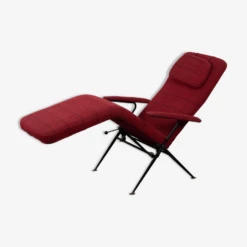 Chaise Longue Metal Tissu Année 1950