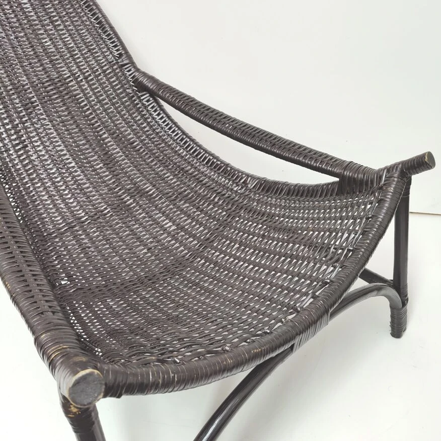 Chaise Longue Transat Vintage En Rotin Noir 12 Chaise Longue Transat Vintage En Rotin Noir – Image 10