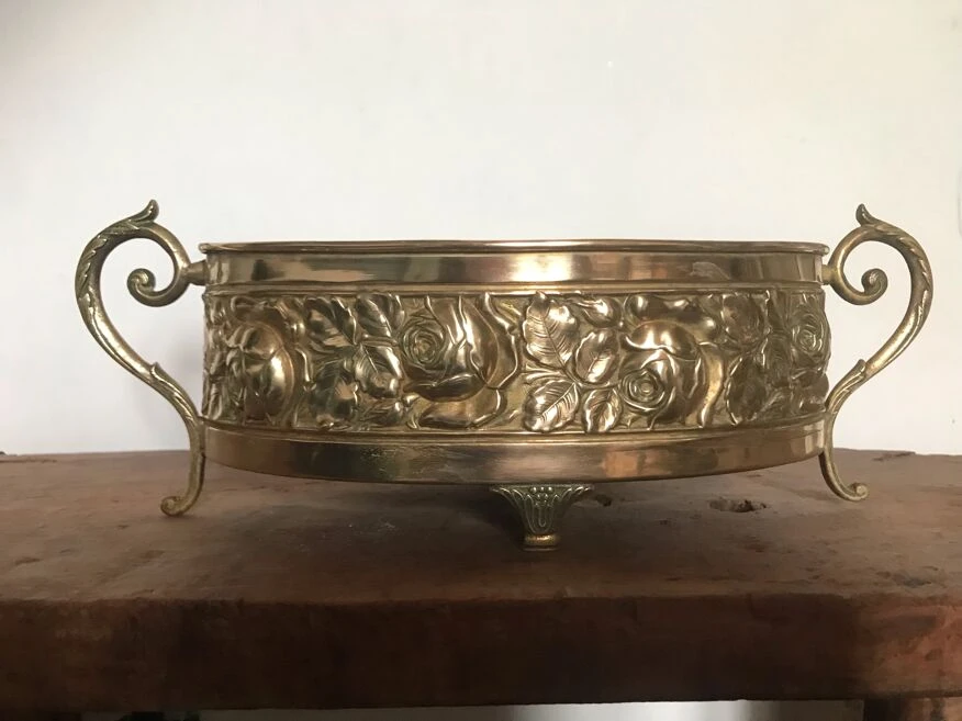 Lot De 3 Cache-pots Et Jardinière Art Déco En Laiton 8 Lot De 3 Cache-pots Et Jardinière Art Déco En Laiton – Image 6