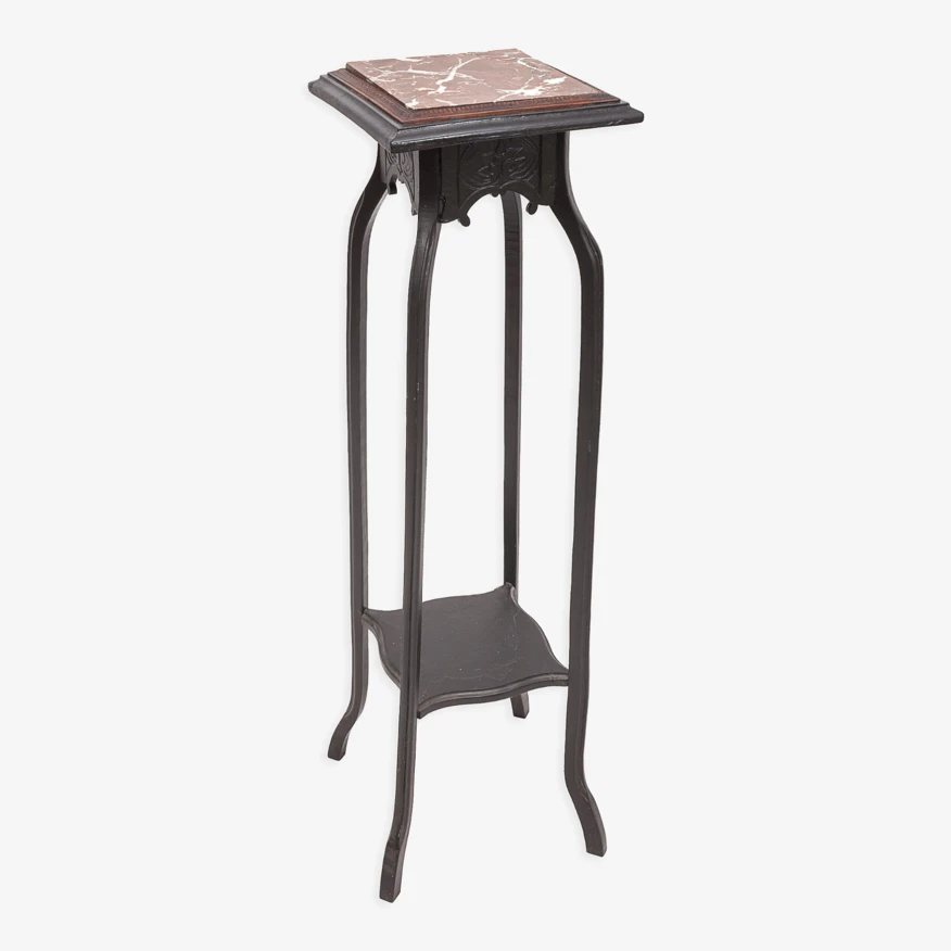 Sellette Noire Avec Plateau En Marbre 1900 3 Sellette Noire Avec Plateau En Marbre 1900