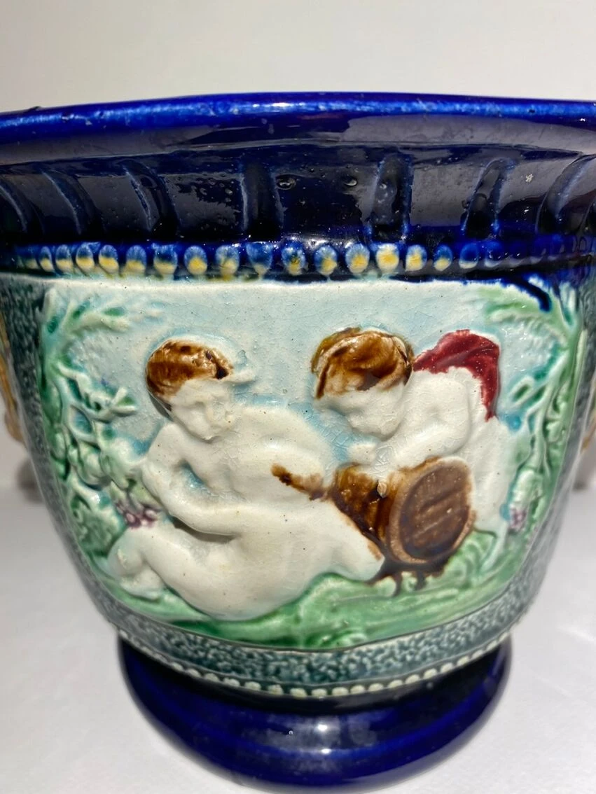 Cache Pot, Barbotine Ancienne Début XX Siècle 7 Cache Pot, Barbotine Ancienne Début XX Siècle – Image 5