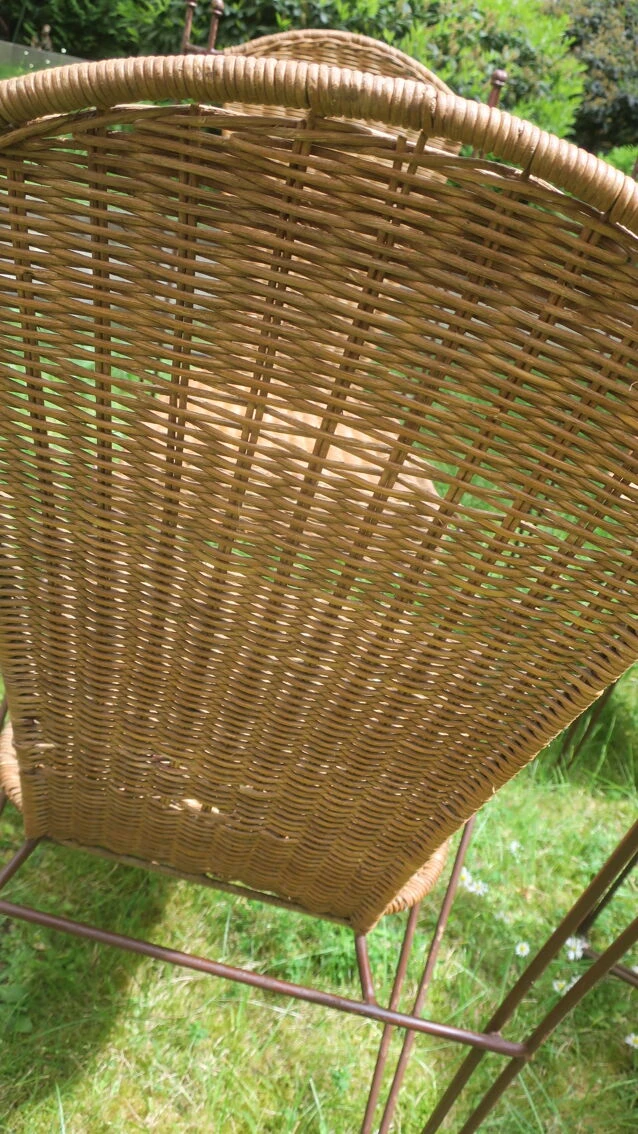 Ensemble De 4 Chaises De Jardin En Rotin Et Fer Par Frederick Weinberg, États-Unis Années 1950 19 Ensemble De 4 Chaises De Jardin En Rotin Et Fer Par Frederick Weinberg, États-Unis Années 1950 – Image 17