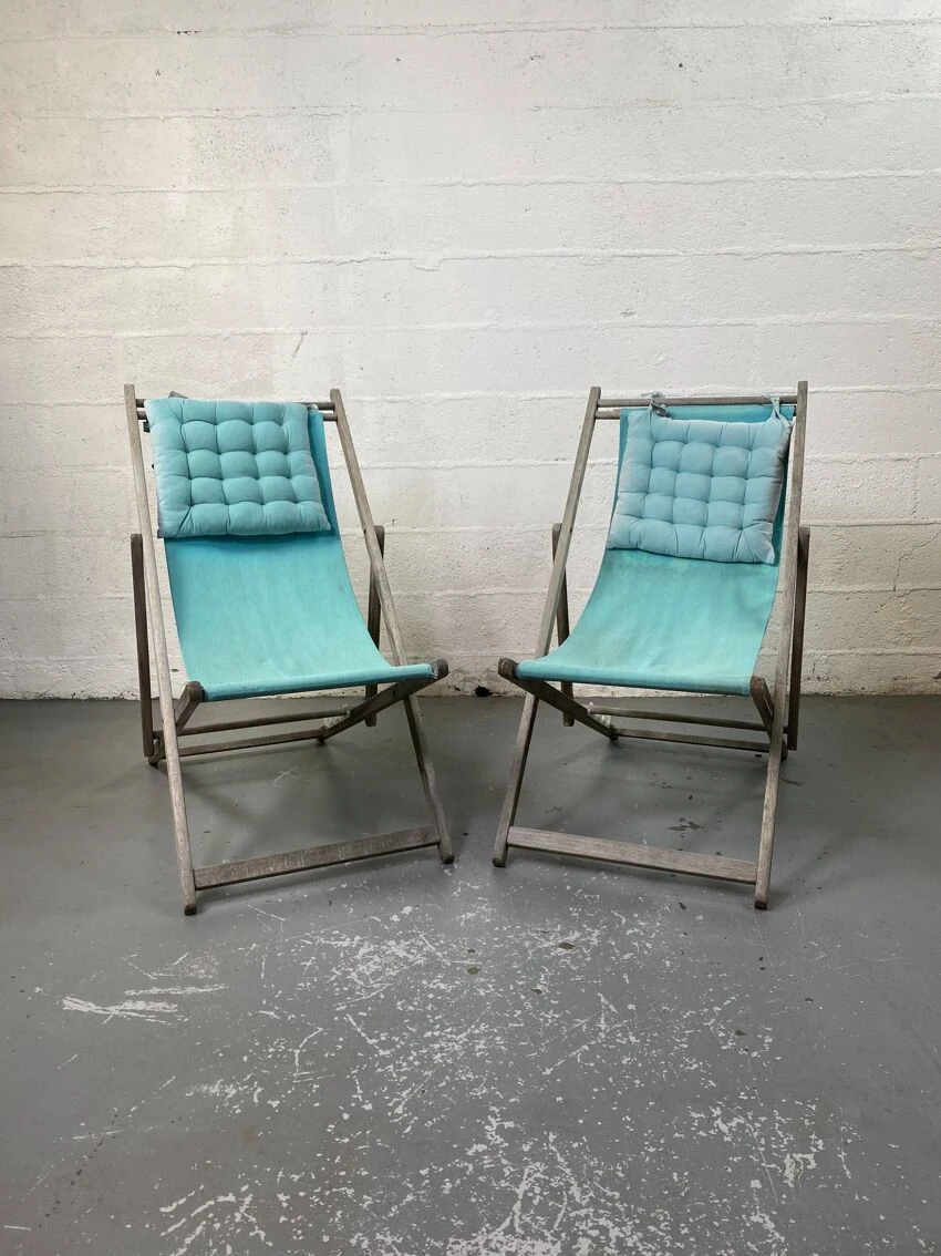 Lot De 2 Chaises Longues Bleues 4 Lot De 2 Chaises Longues Bleues – Image 2