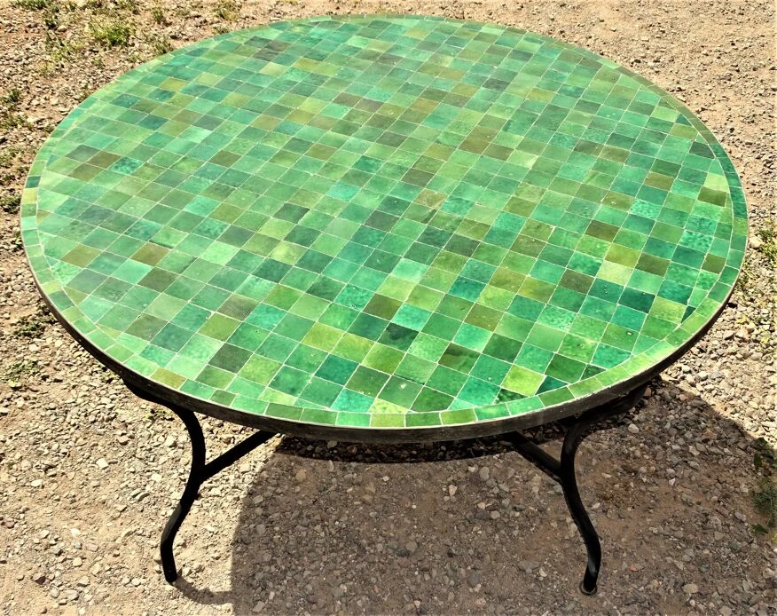 Table Zellige Ronde Verte De 130 Cm De Diamètre 4 Table Zellige Ronde Verte De 130 Cm De Diamètre – Image 2