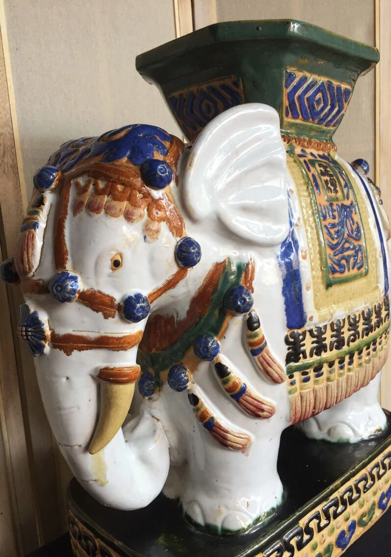 Grand Elephant Terre Cuite Vernissee Emaillee Ceramique De Chine Art Déco 9 Grand Elephant Terre Cuite Vernissee Emaillee Ceramique De Chine Art Déco – Image 7