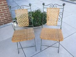 Paire De Chaises Pliables En Fer Forgé Et Rotin -Jardin Fournitures Boutique c4a4b3d3 a8c2 4a87 8e8c 02abee70d57c