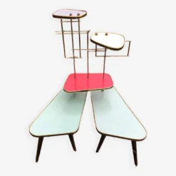 Porte Plante Sellette Table Guéridon Formica Années 60