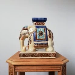 Éléphant Céramique Bleu, Beige -Jardin Fournitures Boutique cbe96094 cd7b 4947 8164 8258099706c8