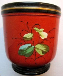 Cache-pot XIXème Porcelaine De Paris Peint D'Hibiscus Sur Fond Rouge -Jardin Fournitures Boutique cd088439 0573 4fa4 9cba 1377b0cc6b30