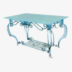 Ancienne Table Console Fer Forgé Et Verre