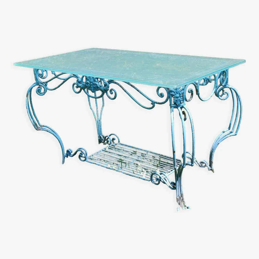 Ancienne Table Console Fer Forgé Et Verre 3 Ancienne Table Console Fer Forgé Et Verre