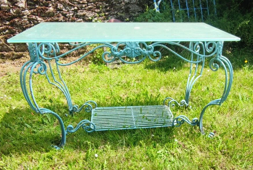 Ancienne Table Console Fer Forgé Et Verre 12 Ancienne Table Console Fer Forgé Et Verre – Image 10