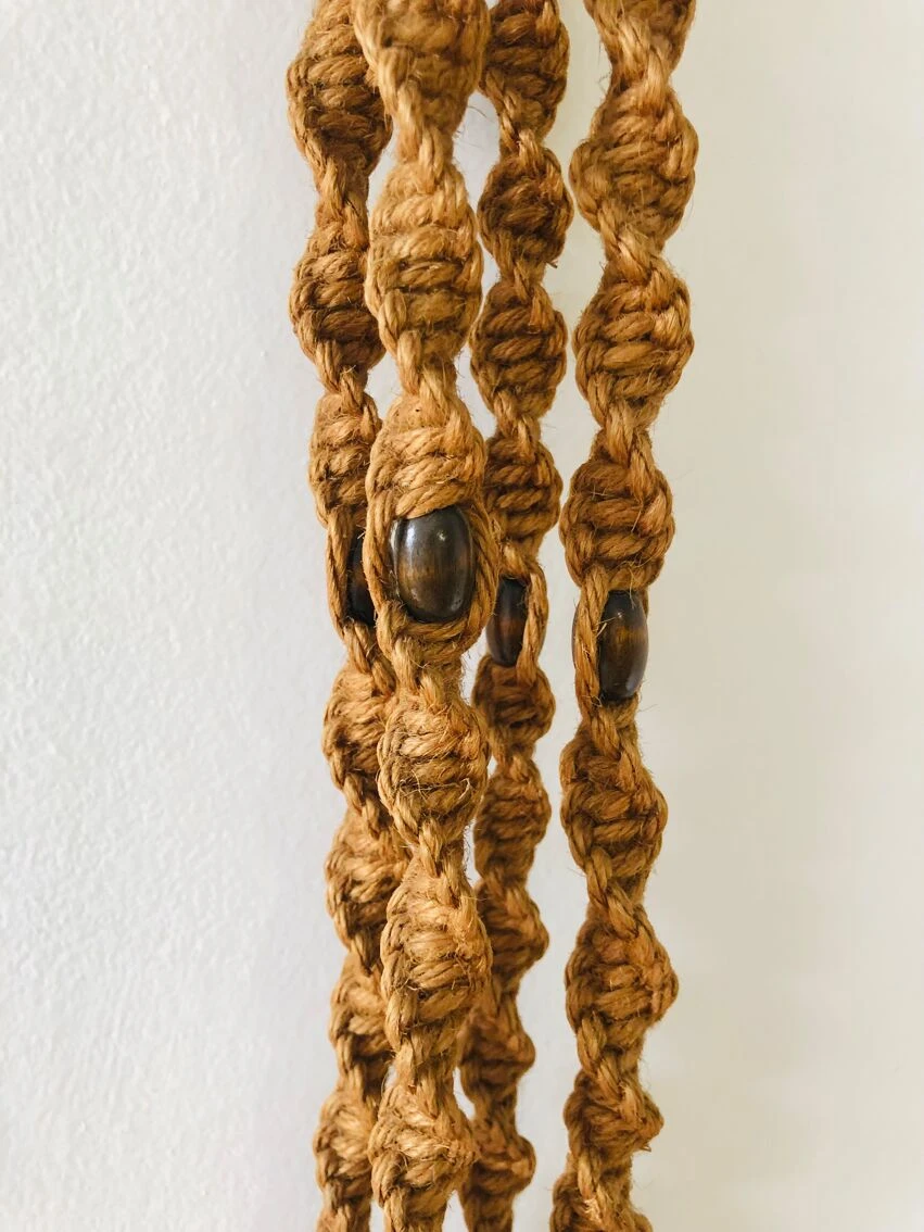 Suspension Porte-plante En Corde Tressée Et Perles 7 Suspension Porte-plante En Corde Tressée Et Perles – Image 5