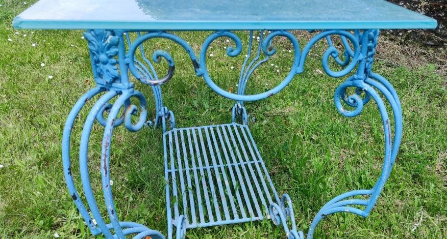 Ancienne Table Console Fer Forgé Et Verre 6 Ancienne Table Console Fer Forgé Et Verre – Image 4