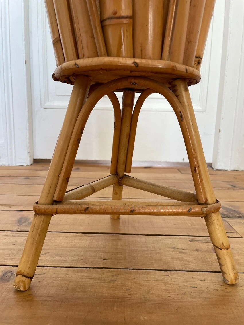 Jardinière Sur Pied Vintage En Bambou Et Rotin 10 Jardinière Sur Pied Vintage En Bambou Et Rotin – Image 8