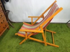 Transat En Bois Et Tissu Vintage -Jardin Fournitures Boutique d5df7629 9264 463b ab26 cb2927407168