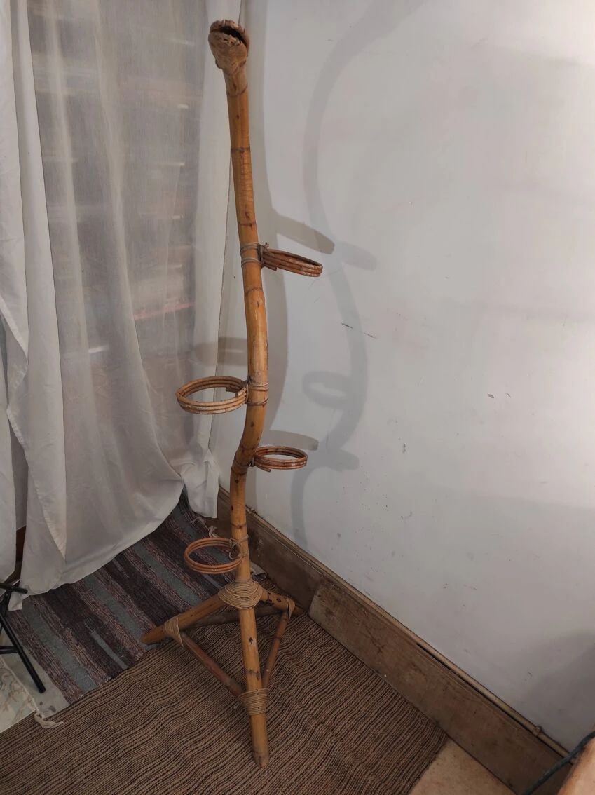 Porte-plante 1970 En Rotin 4 Porte-plante 1970 En Rotin – Image 2