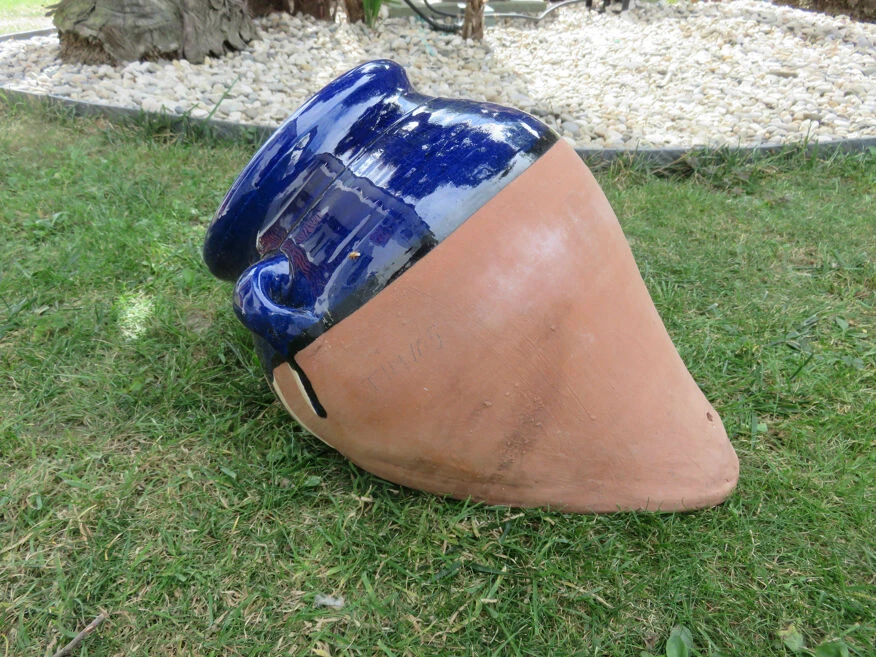 Pot De Fleur Mural En Terre Cuite Vernissée Bleue 4 Pot De Fleur Mural En Terre Cuite Vernissée Bleue – Image 2