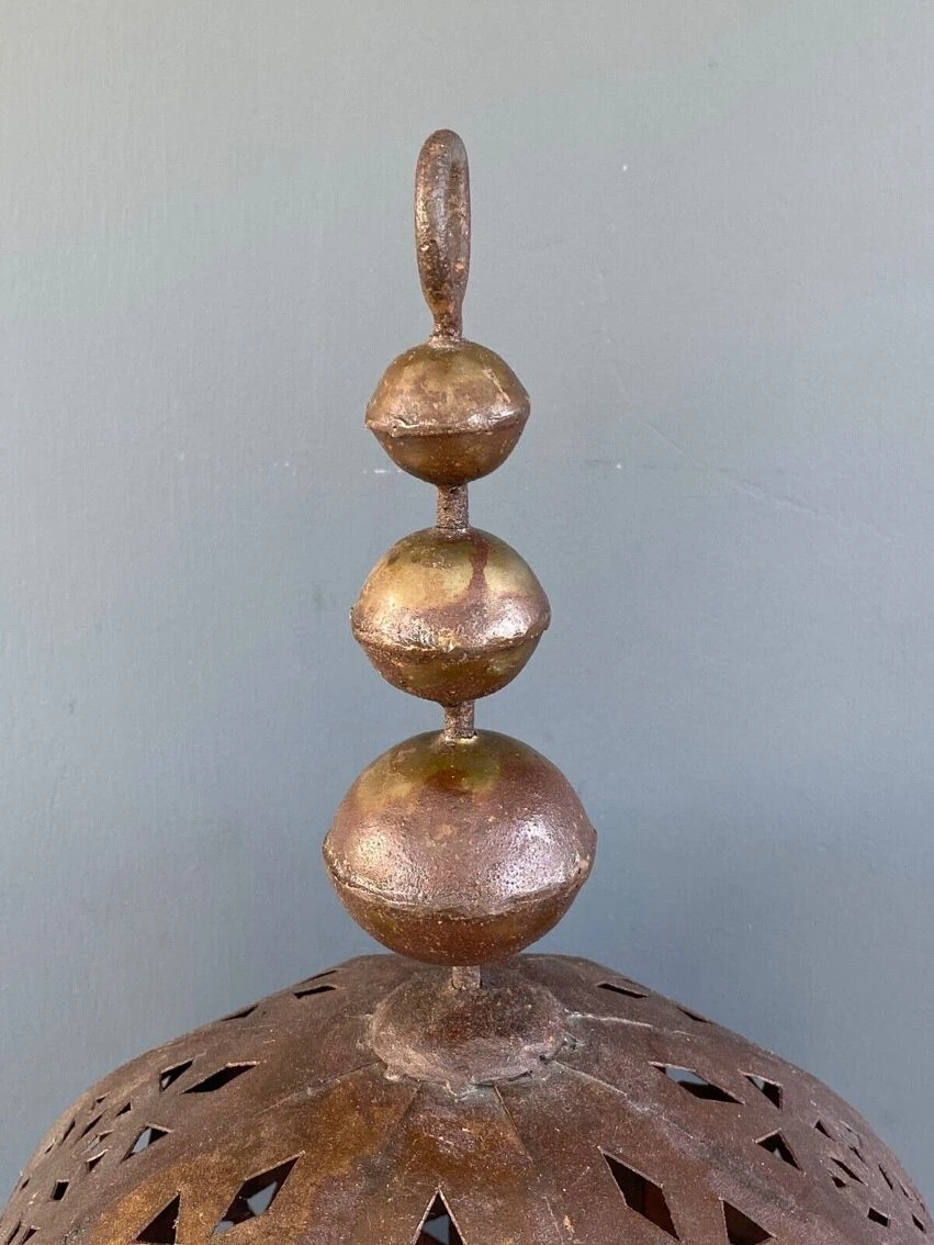 Lanterne Orientale En Métal Ajourée XXeme 10 Lanterne Orientale En Métal Ajourée XXeme – Image 8