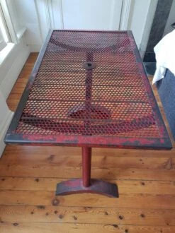 Table 'bistrot Industrielle Vintage" Par René Malaval (1940) Belle Platine Metal Rouge -Jardin Fournitures Boutique dc9c6ecb b320 4038 a937 8bf8fef5ce1e