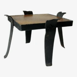 Porte Plante Du Milieu Du Siècle En Fer Forgé Avec Un Carreau De Céramique, Vintage Des Années 1970