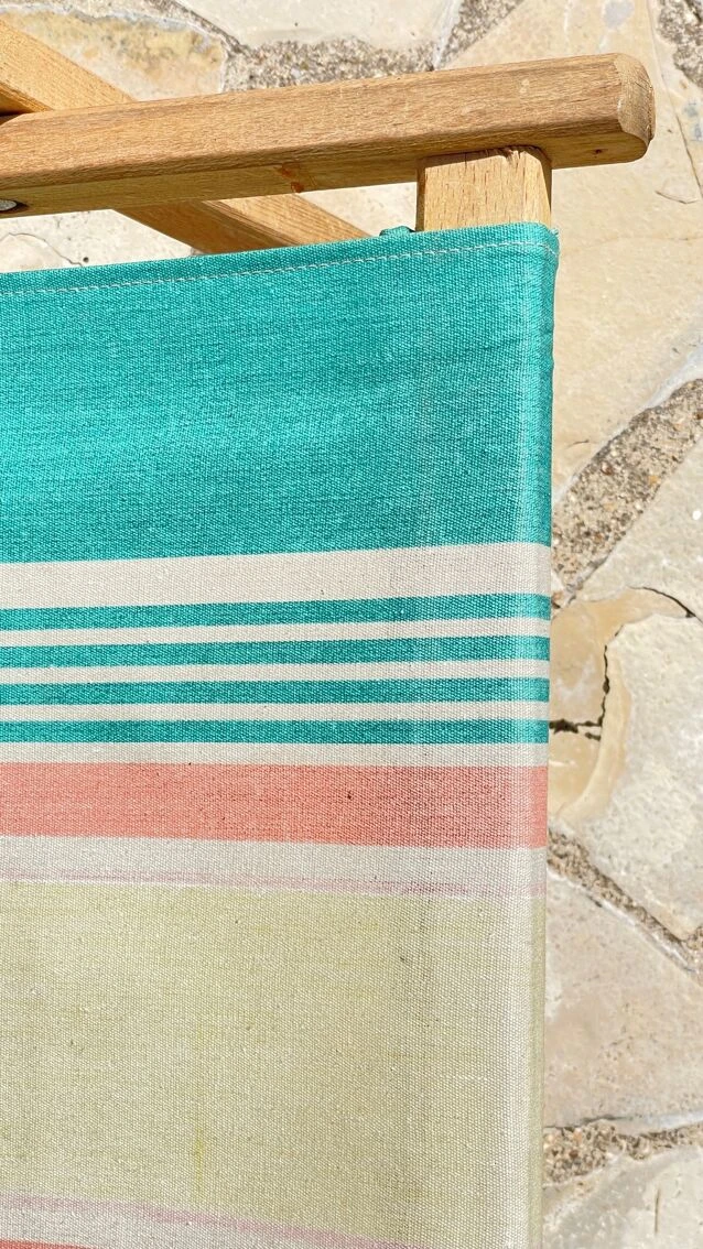 Transat Pliant En Bois Et Toile Vintage 18 Transat Pliant En Bois Et Toile Vintage – Image 16